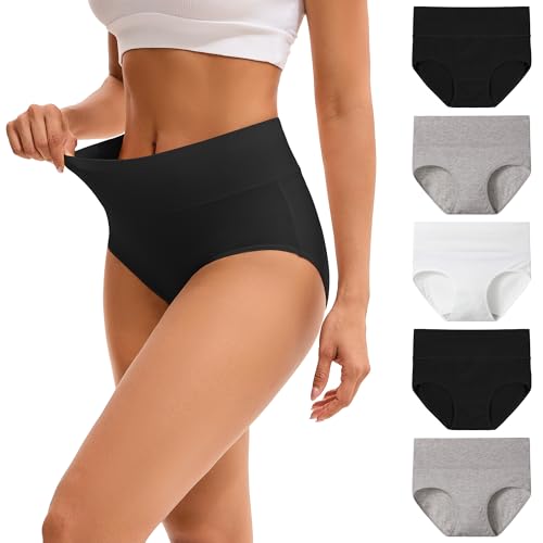 Image of INNERSY Ladies Knickers Full Briefs Womens Panties, 18, Black/Grey/White