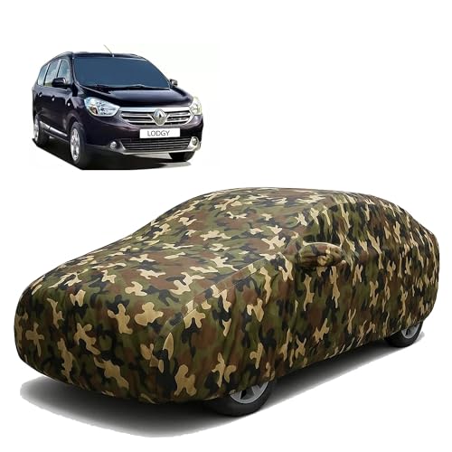 Image of Sulfar 100% Waterproof Car Body Cover Compatible with Mirror for Renault Lodgy with Long Lasting Durable Material (Triple Stitched, Full Bottom Elastic, Camouflage Army)