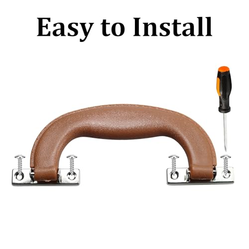 Image of 2Pcs 150mm Plastic Luggage Trunk Pull Handle, Brown Suitcase Side Holder Long Pull Handle, Replacement Handle for Travel Suitcase