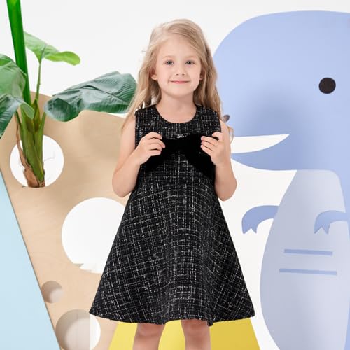 famuka Little Girl Tweed Suit Kids 2PCS Sleeveless Dress + Coat Winter Party Dress Outfit4
