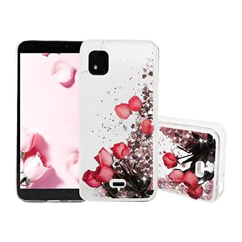 QSEVNSQ Case for Wiko Life 3 U316AT Drop-Proof and shockproofWhite with red Rose patternAll-Around flowand Sparkle Cover
