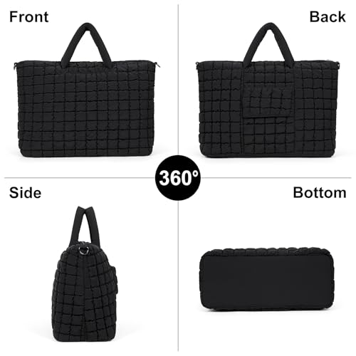 Quilted Duffle Bag for Travel, Large Puffer Duffel Weekender Bags Soft Gym Tote, Big Puffy Carry on Luggage Overnight2