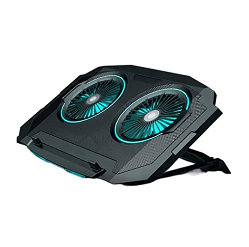 Base refrigeradora para laptop de 12" a 17,3", con 2 ventiladores y luces azules, diseño ergonómico ajustable en altura y ángulo (5 posiciones), estructura de hierro, antideslizante miniatura 1