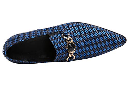 Mens Genuine Leather Loafers Rhinestone Buckle Casual Slip On Dress Shoes Fashion Pointed Toe Shoes for Men2