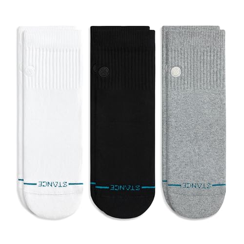Image of Stance Icon Quarter Socks 3-Pack for Men and Women, All Day Comfort, Targeted Cushioning, Seamless Toe, Arch Support