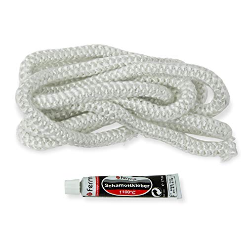 Preisvergleich Produktbild Dichtschnur, Türdichtung Fermit Glasfaser-Rundschnur-Set Ø 10mm mit Dichtschnurkleber bis 1100 °C