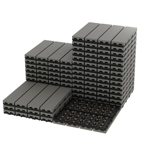 9-Pack Plastic Interlocking Decking Tiles 30x30cm Waterproof Outdoor Patio Flooring All-Weather Garden Floor Tiles for Balcony Terrace and Pool (Teak 2.5 Sq m)