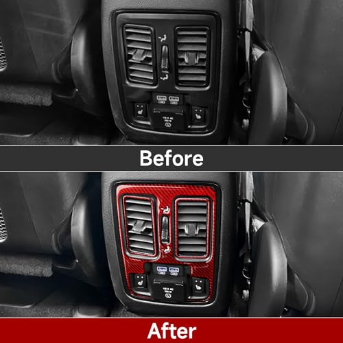 Image of for 2011-2024 Dodge Durango Accessories Car Rear A /C Air Outlet Vent Decals Carbon Fiber Stickers, B Red