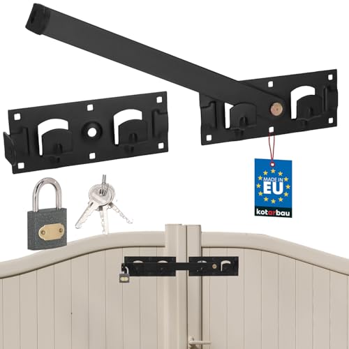 KOTARBAU Double jeté de porte gauche et droite avec cadenas pour double porte de jardin, verrou de portail, serrure de portail, verrou de porte