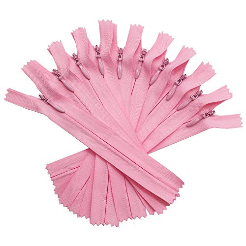 YaHoGa 10PCS 14 Inch Invisible Zippers for Sewing Dresses Skirts Pink