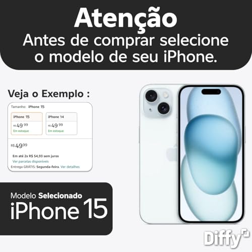 Capa para iPhone 15 Transparente - Design Fino, Botões Metalizados, Bordas Reforçadas e Proteção de