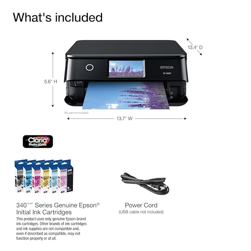 Epson Expression Photo XP-8800 Wireless Printer with 6-Color Claria Ink System, Borderless Printing up to 8.5