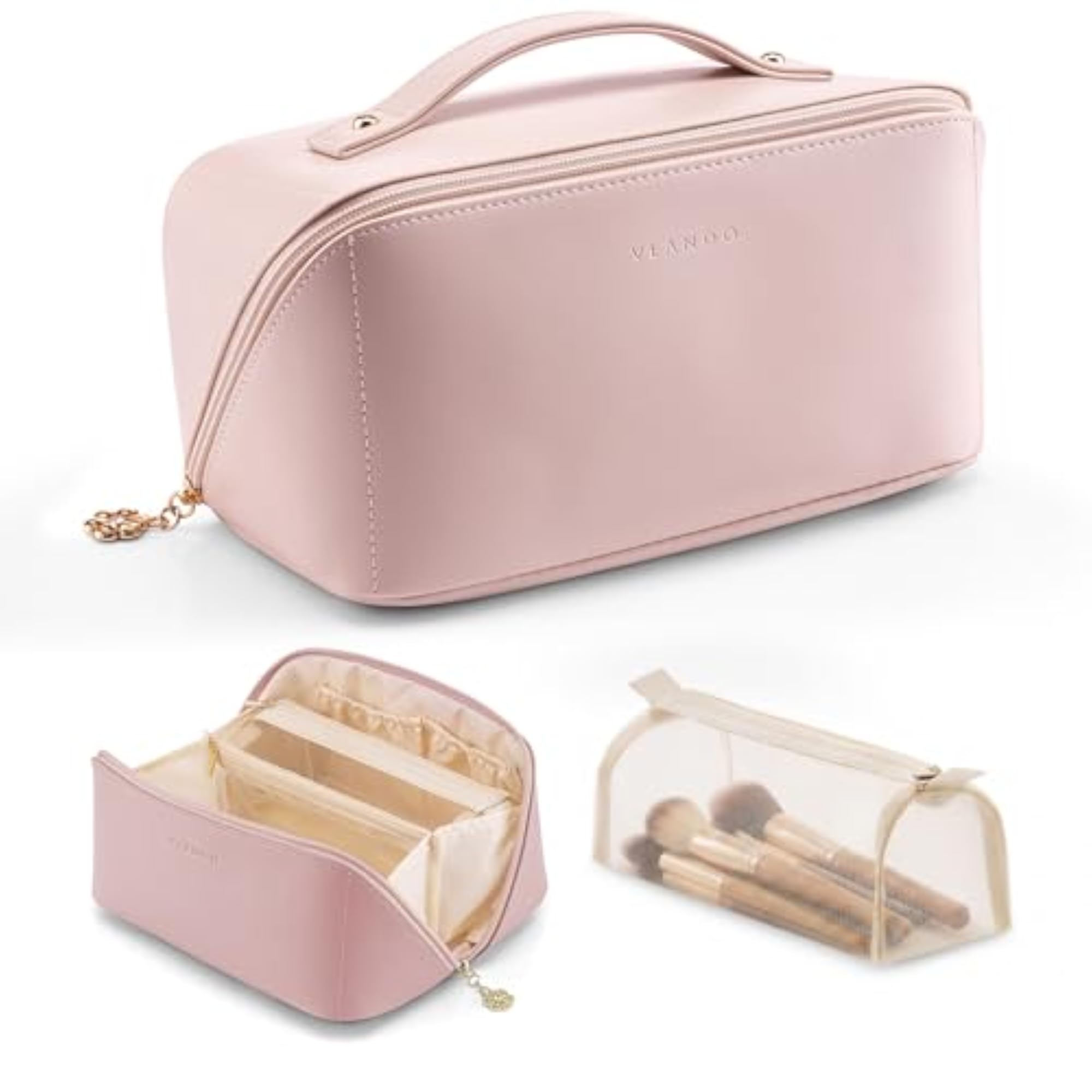 Travel Toiletry Bag for Women, PU Leather