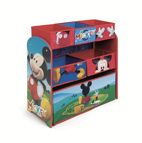 ARDITEX - Organisateur en bois avec 6 bacs en tissu à l’effigie de Mickey Mouse de Disney - 62x30x60 cm - Couleur rouge - Parfait pour ranger les jouets...