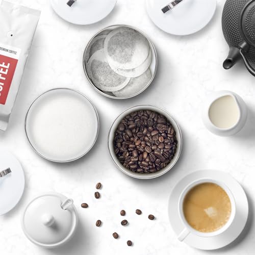 EHC Tea, Coffee, Sugar, Canister Set, Set of 3 Airtight Food Storage Easy to Open Storage Canisters Jars Tin, White - Cosy Home Interiors EHC Tea, Coffee, Sugar, Canister Set, Set of 3 Airtight Food Storage Easy to Open Storage Canisters Jars Tin, White - Image 5