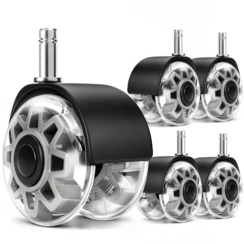 Image of RidRed Office Chair Wheels,Smooth & Quiet Rollerblade Casters Wheels,Heavy Duty Support 700lbs Dual-Wheel Design,Gaming Desk Chair Wheel Replacement for Hardwood Floors and Carpet,2 Inch Universal Fit
