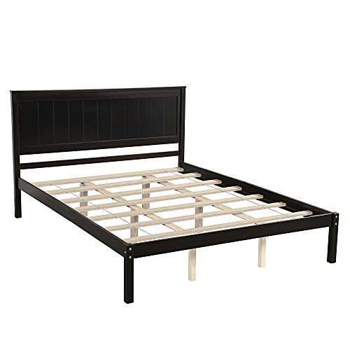 Citylight Queen Bed Frame With Headboard , Wood Queen Size Platform Frame, No Box Spring Needed (Espresso, Queen) #TOP4