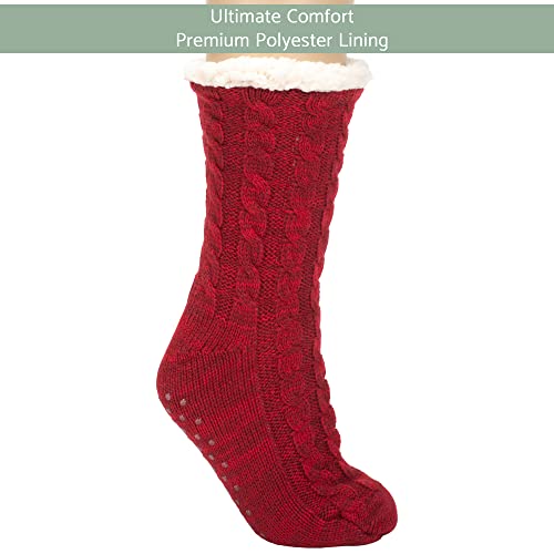 Elanze Designs Simple Knit Womens One Size Plush Lined Non Skid Indoor Slipper Socks2