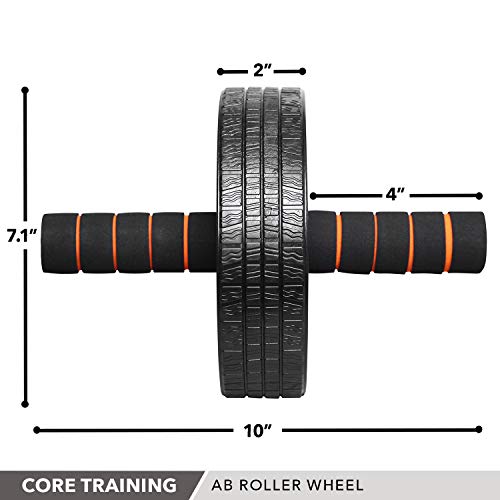 Ab Wheel Roller by Day 1 Fitness for Core Training, with Extra Traction and Easy Glide - Premium, Durable Exercise Wheel with Non-Slip Grip for Men and Women - Abdominal Workout Equipment for Obliques