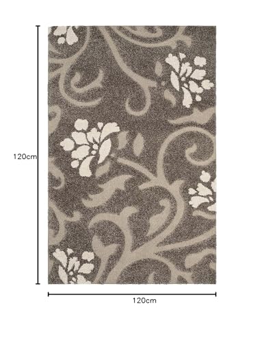 Image of Export Quality Microfiber Hand Woven Shaggy Carpet Collection with 2 inch Pile Height Carpet for Living Room & Bedroom Size 4x4 feet Square coular Beige /Ivory