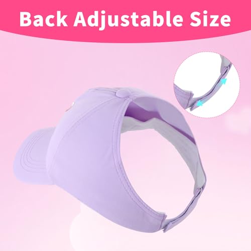 Kids Baseball Hat Visor, Bow Tie Baseball Cap, Little Girls High Ponytail Sun Hat, Embroidered Beach Hat 3-8 Years3