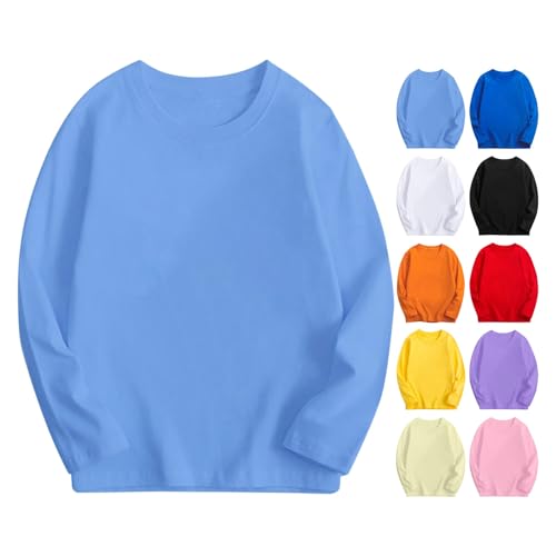 Girls Oversized Sweatshirts Long Sleeve Crewneck Cotton Loose Soft Tee Tops Solid Color Athletic Pullover Clothes