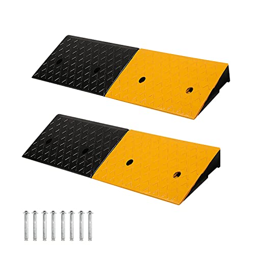 Mopam 2Pcs Rubber Curb Ramp 2'' Rise Heavy Duty Driveway Ramps For Sidewalk Threshold Ramp For Loading Dock Sidewalk Car Scooter Bike Motorcycle, 39'' (L) X 10'' (W) X 2'' (H) #TOP4