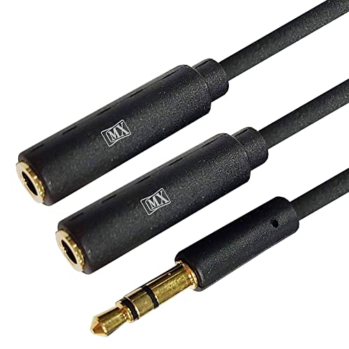 Image of MX RCA Cable AUX to RCA Y Splitter Cable To 2 Rca Stereo Audio Cable For Smartphone PERENT (3.5mm Male to Dual Female, 1.5 METER), Black