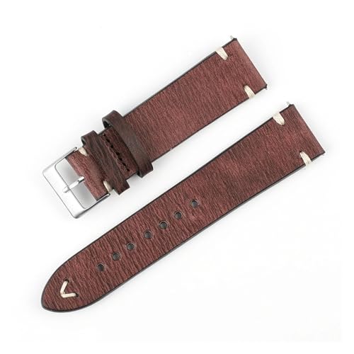 Bracelet de montre en cuir véritable rétro 18mm à 24mm avec boucle en acier