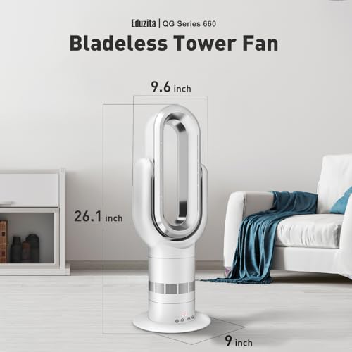 Image of Xcity QG660 Bladeless Tower Fan, 2-in-1 Cooling Fan & Space Heater, Remote & Touch Control, 10 Cooling + 3 Heating Modes, Ultra-Quiet DC Motor for Bedroom & Home Office