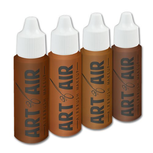 Art Of Air Dark Complexion Professional Airbrush Cosmetic Makeup System / 4Pc Foundation Set With Blush, Bronzer, Shimmer And Primer Makeup Airbrush Kit #TOP2