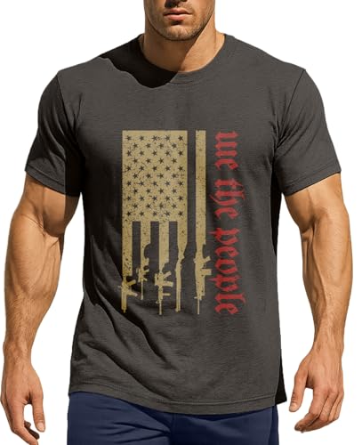 Flafens Men's 4th of July T-Shirts – Patriotic Independence Day Graphic T-Shirts for Parades, Fireworks, Family Gatherings