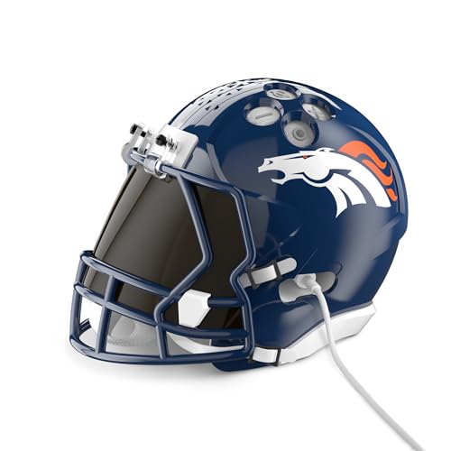 Image of NFL Echo Dot Bundle: Includes Echo Dot | Glacier White and Limited-Edition NFL Helmet Stand | Denver Broncos