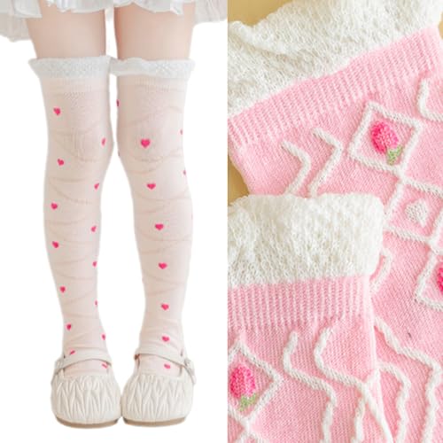 Stylish Girls Over Knee Socks Lovely Flower Pattern Fun And Fashionable Long Stockings For Ages 3-8T Children's Long2