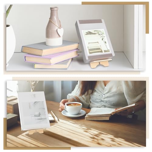 4 Pack Wooden Book Stand for Display Book Holder Easel Stand Collector Display Back to School Gift for Home Office Album CD Magazine Comic Postcard Picture Artworks - Image 5