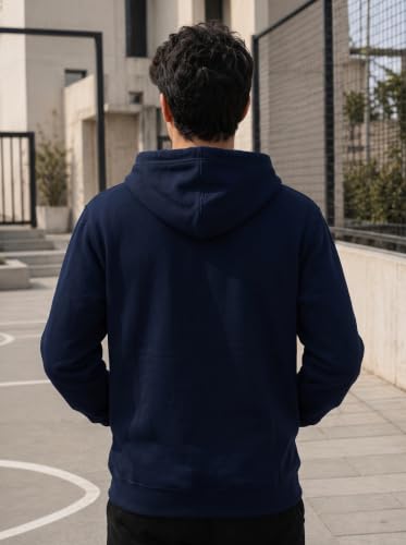 Image of More & More HOODMASTER Men's Cotton Hoodie Sweatshirt with Full Sleeves Regular Fit Solid Pattern Spider Printed Theme Hooded Neck and Standard Length | Cotton Hoodie Sweatshirt for Men