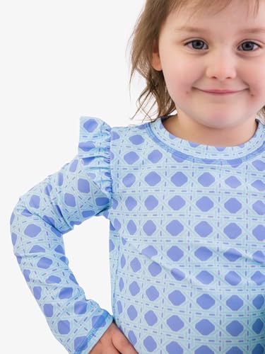 Image of RuffleButts Baby Girls Modern Skirted Rash Guard Bikini - UPF 50+ Sun Protection Swimsuit