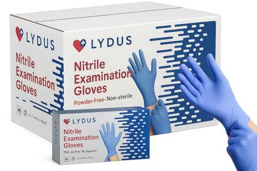 AroCare Nitrile Gloves, Disposable, Powder Free, Latex Free - Protective Gloves for Multi Use, Cooking, Cleaning & More 1000 Gloves 4 Mil Size Medium (Pack of 1000)