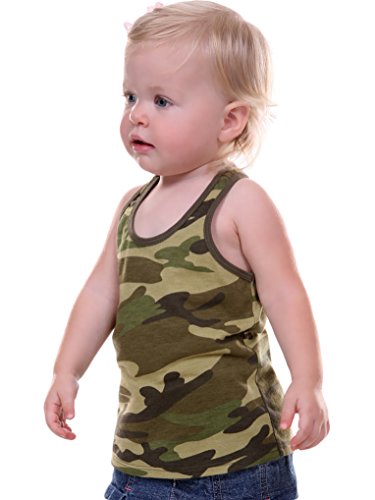 Kavio! Unisex Infants Camouflage Racer Back Tank Camo Army Green 12M