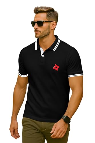 Image of Dagcros Classic Men's Polo T-Shirt with White Trim, Short Sleeve for Mens