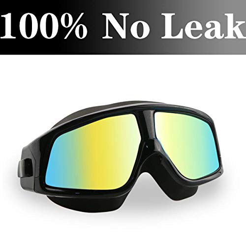 Aquior Swim Goggles, Streamlined Design Glass Leakproof Anti Fog UV Protection with Soft