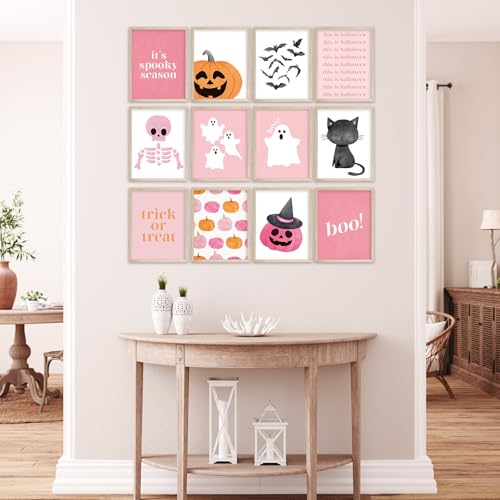 Arte de pared rosa de Halloween JarThenaAMCS de 12 piezas para decorar salas sin oscuridad 7