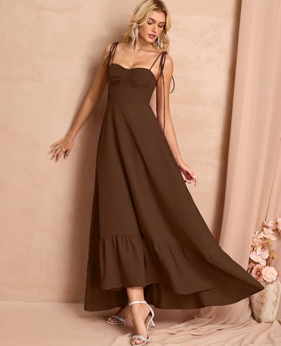 Image of GLNEGE Women's Summer Corset Wedding Guest Maxi Dress Spaghetti Strap Ruffle Formal Dresses Flowy A Line Tea Party Sundress