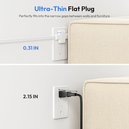 Image of NTONPOWER Double Extension Cable, 3 Metres, Double Extension Cable with 1.8m Extension Cable on Each Side, 3 Wide Outputs, Extension Cable for Home, Office