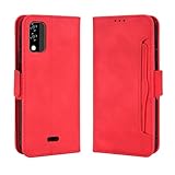 Lucyliy Hülle Für BLU C5 Max 2022, Schützendes PU-Leder-Etui mit Kartenschlitzen & Halterfunktion Hülle Cover Red