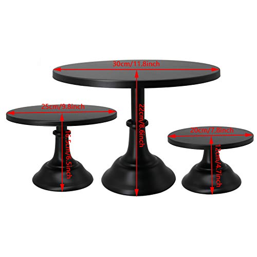 Set of 3 Pieces Cake Stands Iron Cake Holder Dessert Display Plate Serving Tray for Baby Shower Wedding Birthday Party (Black)