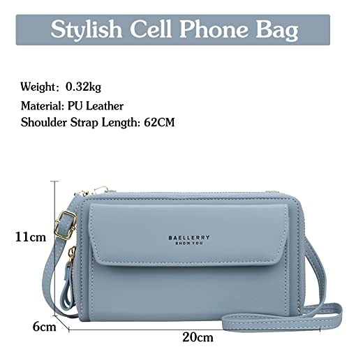 PORRASSO Crossbody Wallet Fashion Phone Bag Women's Shoulder Bag Clutch Purse Bag PU Wallet for Party Wedding Travelling Blue3