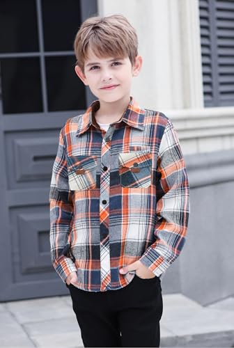 Image of Betusline Boy and Men Button Down Plaid Shirt | Soft,Breathable and Comfortable Fabric