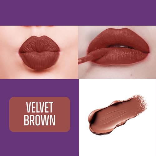 Image of Blue Heaven Ultimatte Whipp Lip Liquid Lipstick Waterproof Infused with Cocoa Butter & Rosehip Oil | Hydrating | Airy Mousse Texture | Soft Matte Finish | Intensely Pigmented | Velvet Brown | 3 ML
