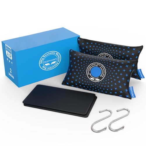 Gizmolet Deshumidificateur Voiture, Anti-Fuite 2 × 500g Silice Gel Anti Humidité Voiture avec Digital Hygromètre, Réutilisable Déshumidificateur pour...